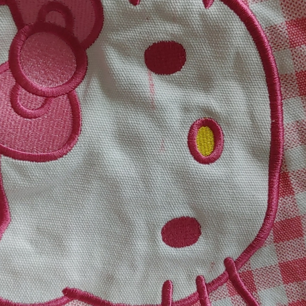 Sanrio Large Hello Kitty Pink Checkered Gingham zippered Tote Bag - Picture 5 of 9